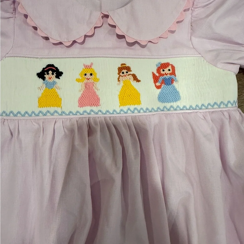 Stitchy Fish Girls 18m Princess Party Smocked Bubble Romper Pink Embroidered